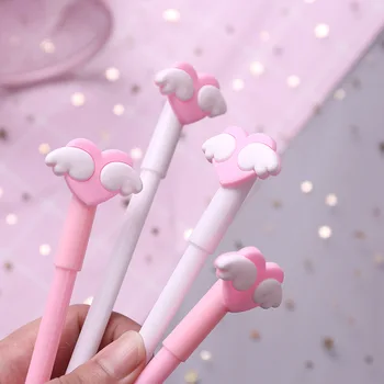 

1pc Romantic Pink Heart Gel Pen Rollerball Pen School Office Supply Student Stationery 0.5mm Black Ink