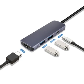 

Usb Hub Type C To Usb3.0 Hdmi Type-C Multi-Port Pd Hub For Macbook Pro Accessories Type C Charging Splitter port 2 Usb 3.0 Ports