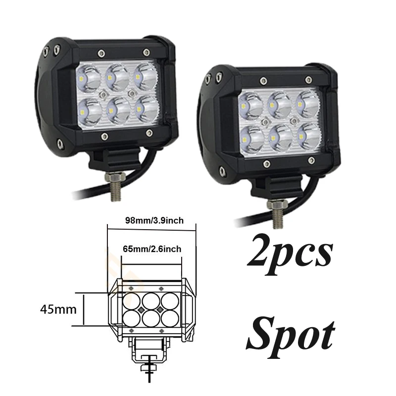 12 вольт алюминиевый корпус 42 дюйма 240 Вт 4x4 рабочий свет вождения автомобиля внедорожный светодиодный свет бар 12 В для грузовика - Цвет: 2pcs 18W spot