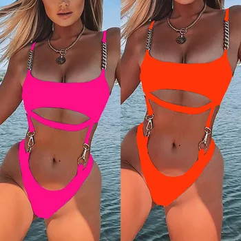 

Swimsuit Women's Bikini Solid Set Swimsuit One Piece Filled Bra Swimwear Beachwear swimsuit women 2 pieces 2020 Bikini