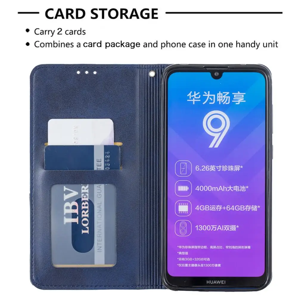 Сплошной цвет флип бумажник чехол книга для hoesje huawei Y7 2019 Чехлы девчачьи СПС Positivo