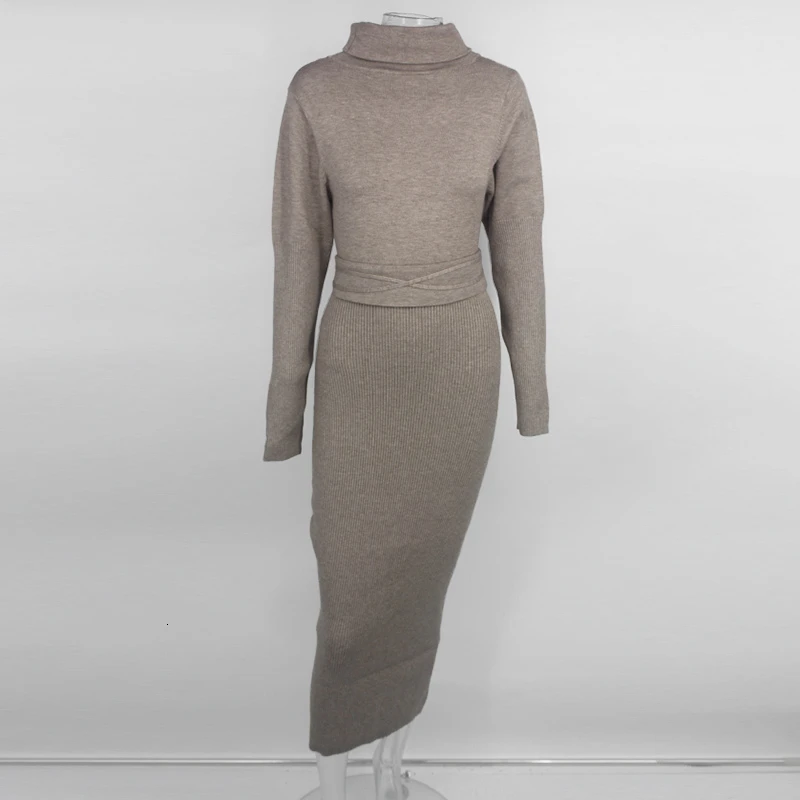 Dressmecb вязаный свитер осеннее платье для женщин черепаха шеи вязаное повседневное
