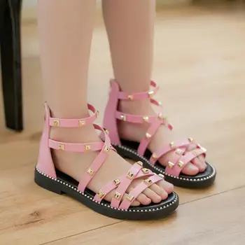 

Summer Children's Shoes Girls Rivet Sandals for Toddler Baby Gladiator Sandals Kids High Top Roman Boots Flats Princess