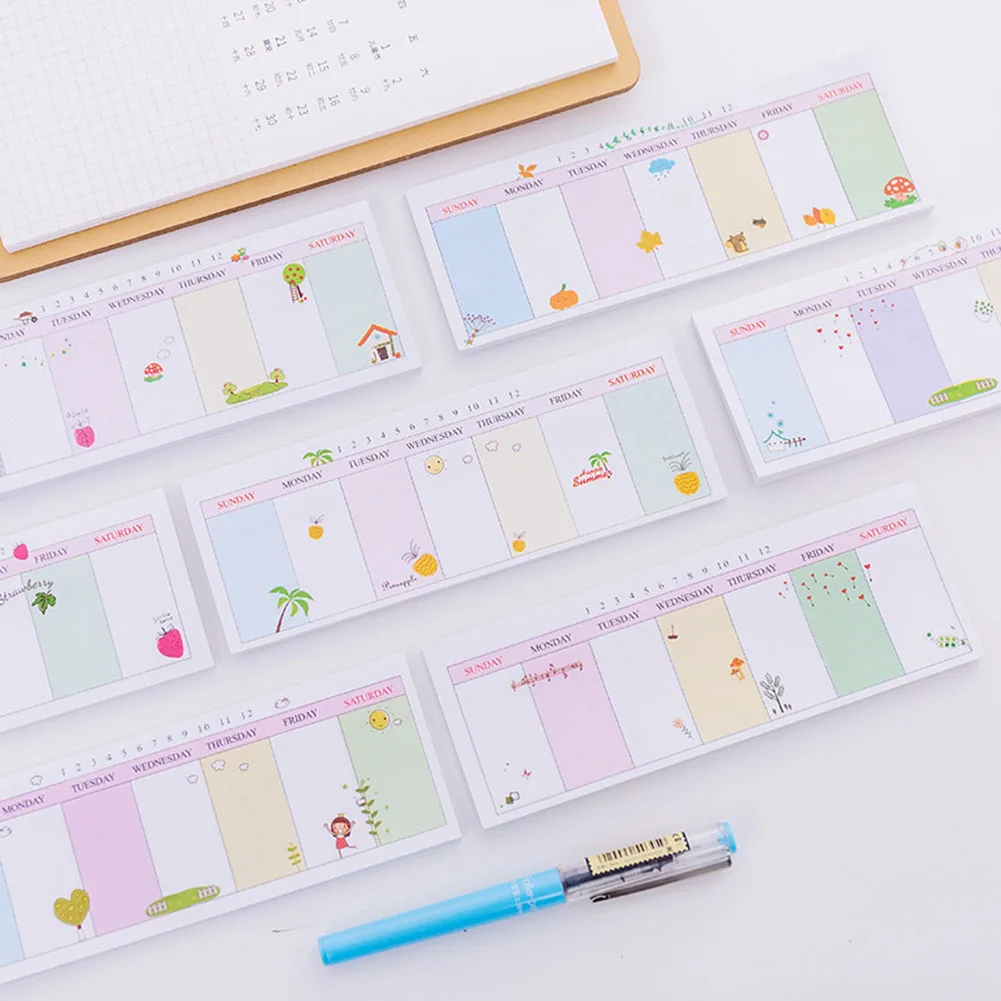 Креативный мультяшный блокнот post \-it Notes Week Plan Memo Writing sticker paper канцелярские товары для студентов