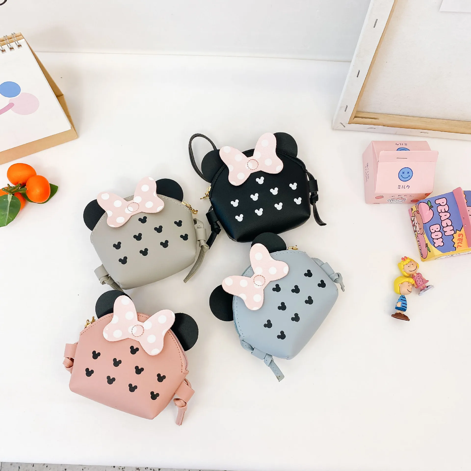 Bolso de mano para niños, Cartera de cuero PU, bandolera con dibujos animados