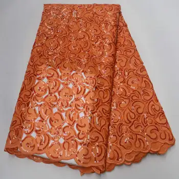 

New Design French Guipure Cord Lace Fabric Embroidery Lace Fabric High Quality African Organza Lace Fabric 5 Yards XDE004