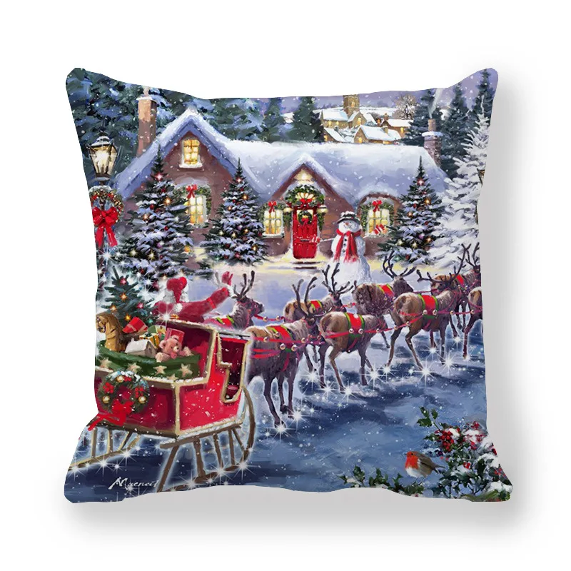 Рождественская Подушка Holiday принт Санта Клаус с принтом «Снеговик» Пижама с изображением лося диван-кровать наволочка для домашнего декора Спальня Рождественская подушка набор - Цвет: 18