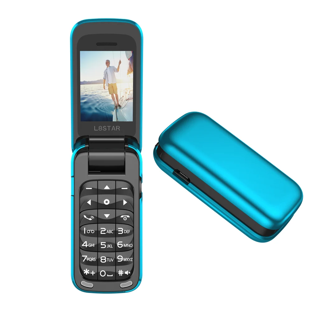 L8star BM60 мини флип музыкальный телефон Bluetooth циферблат мобильный телефон FM радио волшебный голосовой смены 3,5 разъем для наушников Mp3 музыкальный плеер - Цвет: Небесно-голубой
