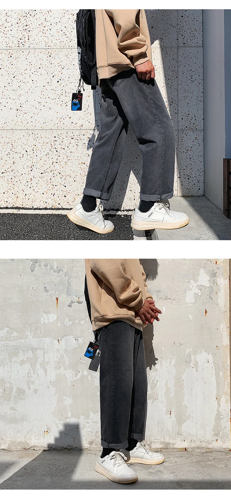Мужская Мода Тренд мешковатые Homme классические потертые джинсы Bf ветер черный/синий цвет повседневные брюки байкерские джинсовые брюки Размер M-2XL