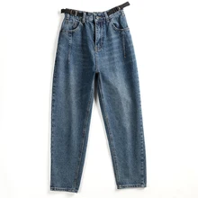 Уличные джинсы женские большие размеры Высокая талия бойфренд мама шаровары женские повседневные свободные джинсы женские брюки и джинсы