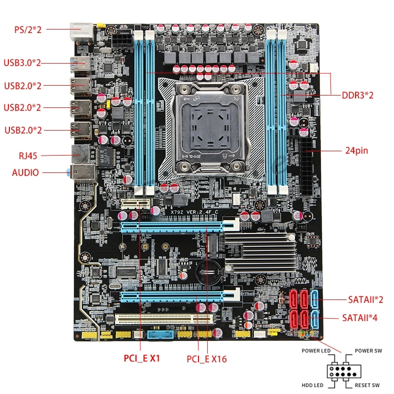 X79 motherboard LGA 2011 slot PCI E16X M 2 supports ECC REG memory and processor Xeon 4