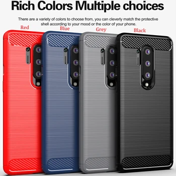 

100pcs/lot For Oneplus 8 Pro High Quality Shockproof Brushed Carbon Fiber Soft TPU Back Case For Oneplus 8
