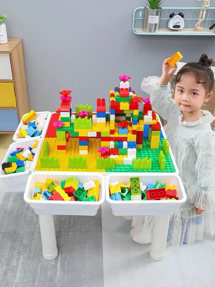 

Boys 3 GIRL'S Building Blocks Table Large Particles 1 Children Multi-functional Universal 7-8 Assembled Toys legao