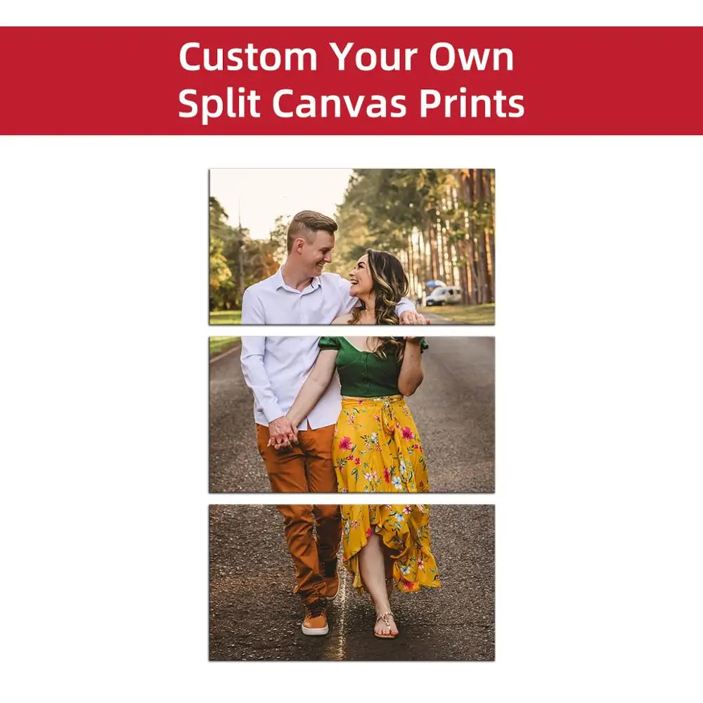 

3 PCS Set Personalized Custom Photos on Canvas Wall Art Split Canvas Prints on Living Room Lover Own Poster Wedding decoration