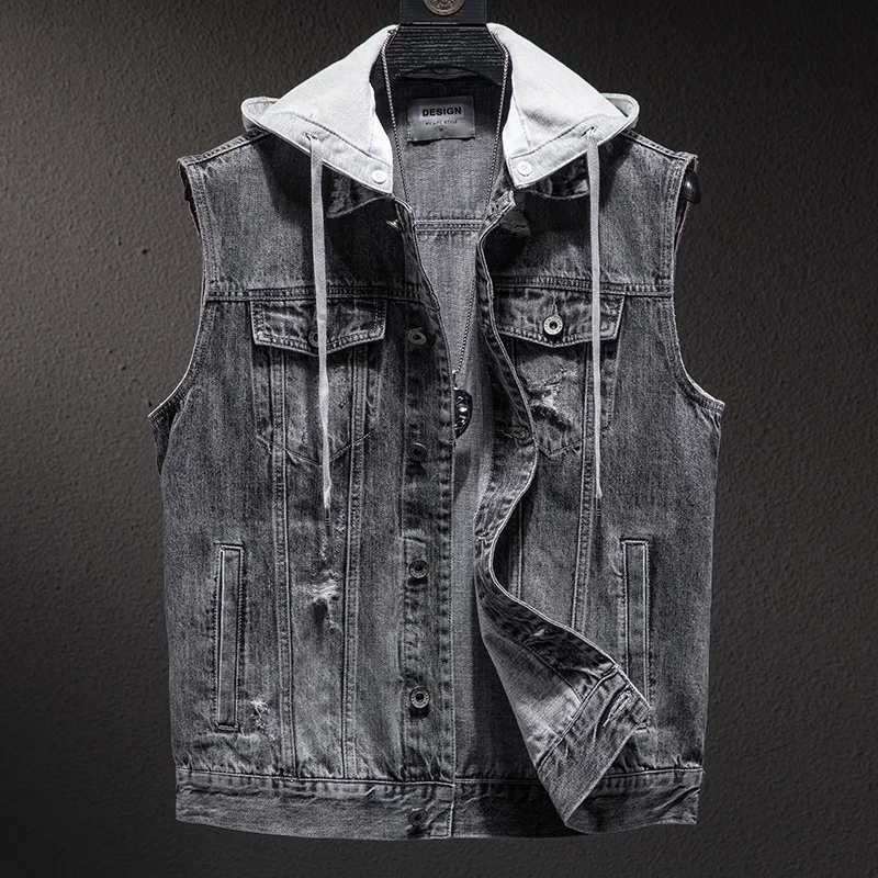 Plus size Short Denim Vest men 