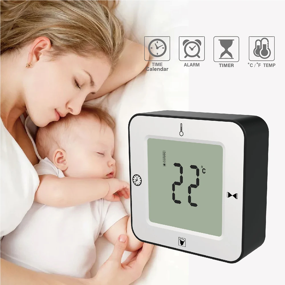 Alarma de niño con temporizador, reloj electrónico con termómetro,  retroiluminación Digital, para mesa de escritorio, decoración del hogar,  funciona con batería - AliExpress