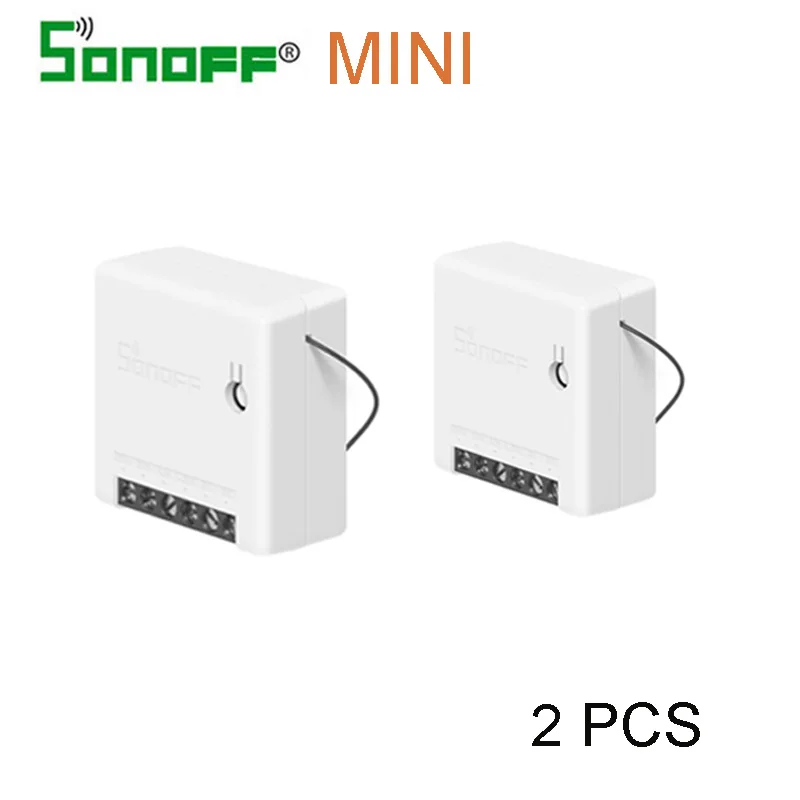 Sonoff mini 2 pcs 1/2/3/5/6/8/10 шт. Sonoff мини Two Way интеллигентая(ый) Wi-Fi для переключателя «сделай сам» Умный дом автоматизации Дистанционное Управление переключатели работать с Alexa - Комплект: Sonoff mini 2 pcs