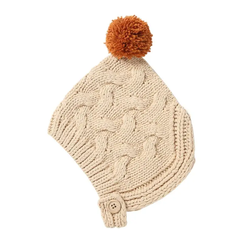 Детская зимняя Толстая вязаная шапка с помпоном для малышей; милая детская шапочка с помпоном; шапка с капюшоном; эластичная шапочка; S/M - Цвет: LB-S