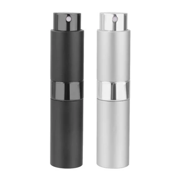 

2 Pcs Bottle Of Perfume, 8 Ml Portable Travel Mini Bottle Refillable Empty Perfume Atomizer, Black & Silver
