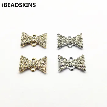 

New arrival!11x17mm100pcs Zinc Alloy Rhinestone Bows shape Connectors for Earrings parts,hand Made Earrings Findings Jewelry DIY
