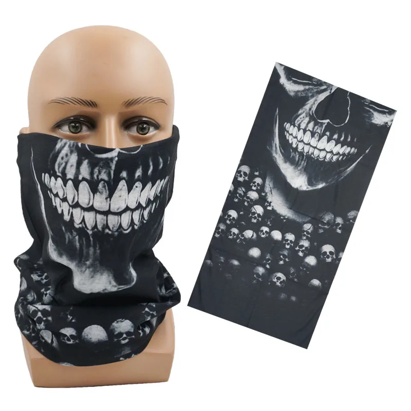 Halloween Costume Party 3D Skull Seamless Bandana Cycling Scarf Headwear Face Mask High Elastic Tube Bandana Balaclava Women Men 
