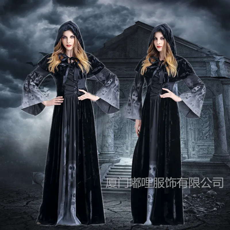 

Halloween Cosplay Queen Death Long Skirts Horror Skeleton-Vampire Ghost Sleeping Demon Witch-