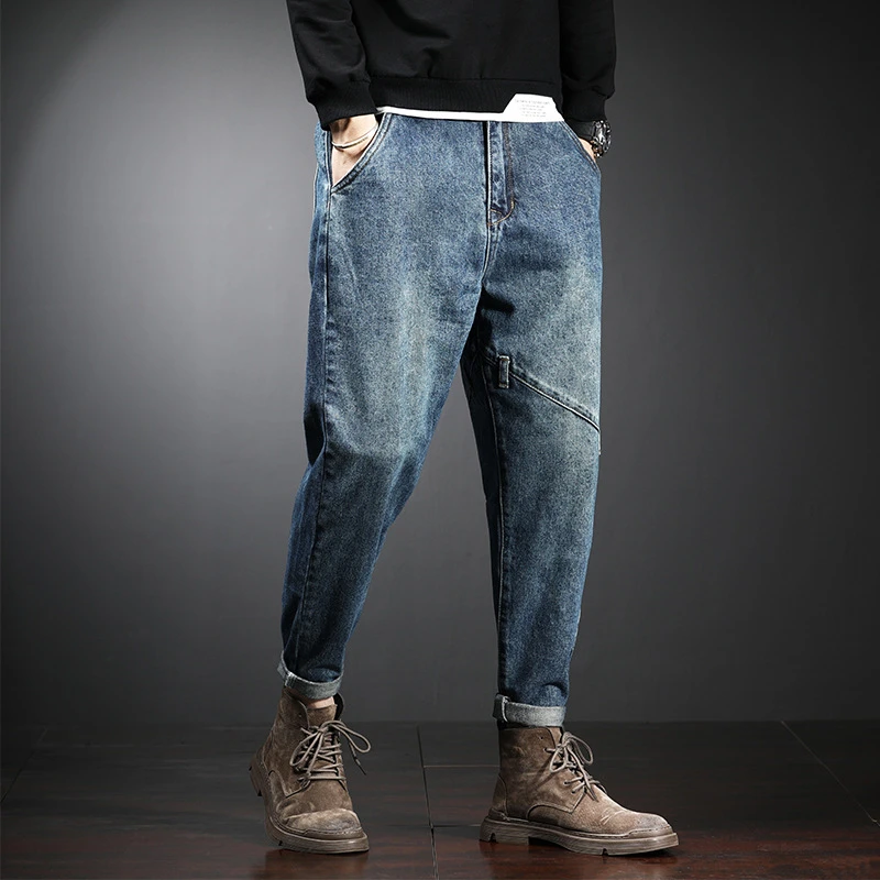 Zomer Nieuwe Mannen Losse Jeans Mode Eenvoudige Effen Jeans Enkellange Broek Katoen Hoge Kwaliteit Denim - AliExpress