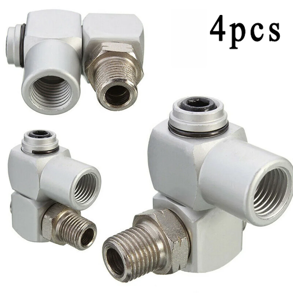 

4pcs Universal Swivel Adapter Intake Port Internal Outer Thread Air Hose Connector 360 Rotation Pneumatic Parts