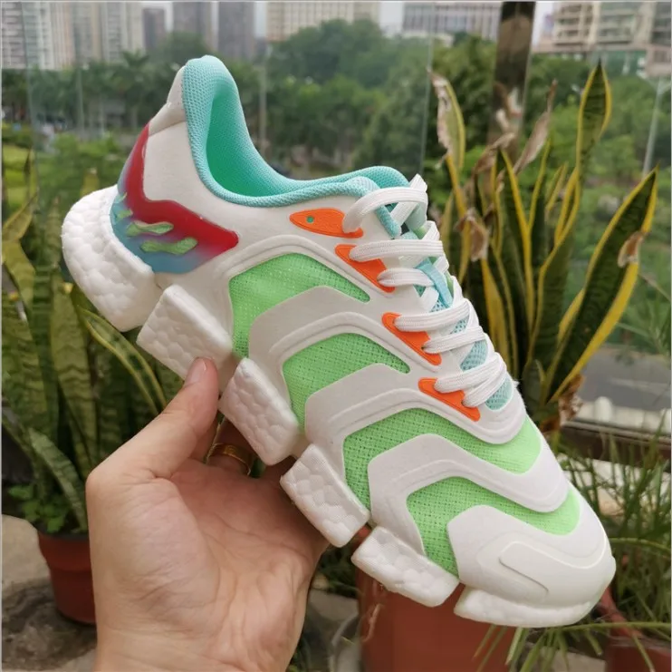 Мужские и женские кроссовки Primeknit черные белые спортивные из ТПУ с сетчатой