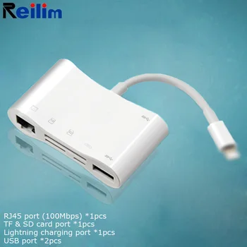 

USB3.0 OTG USB to Lightning HUB Adapter for SD TF Card Reader for iphone 7 8 11 X MAX expansion RJ45 ethernet Converter for iPad