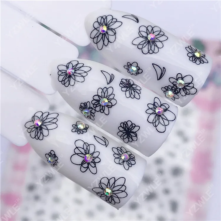 Новые продукты 3D ультра-тонкая резинка для ногтей стикер-черный и белый с узором наклейка с цветком для ногтей цветок ювелирные изделия прямой разъем a