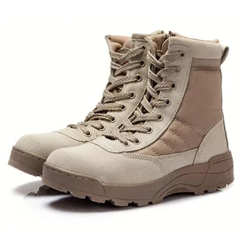 

Men Tactical Military Army Boots Breathable Leather Mesh High Top Casual Desert Work Shoes Mens SWAT Ankle Combat Boot