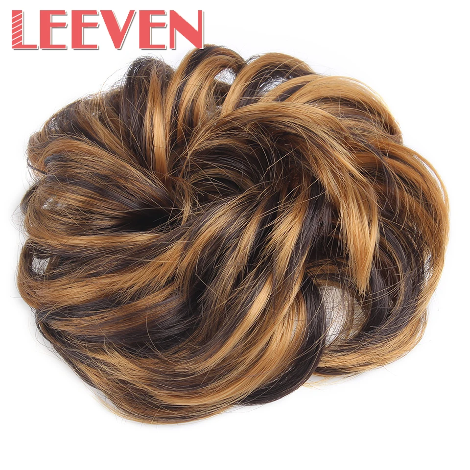 Leeven синтетический грязный пучок резинка для волос афро конский хвост Расширение кудрявый шиньон обертывание эластичные резинки для волос шиньон