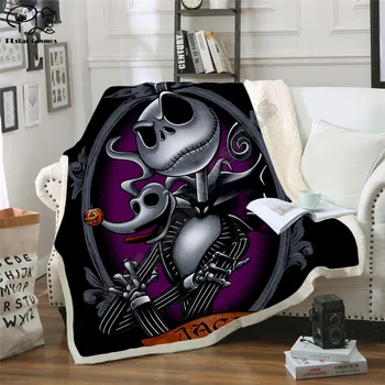 

The Nightmare Before Christmas Jack Skull Sherpa 3D printed Sherpa Blanket on Bed Home Textiles Dreamlike HOME ACCESSORIES 01