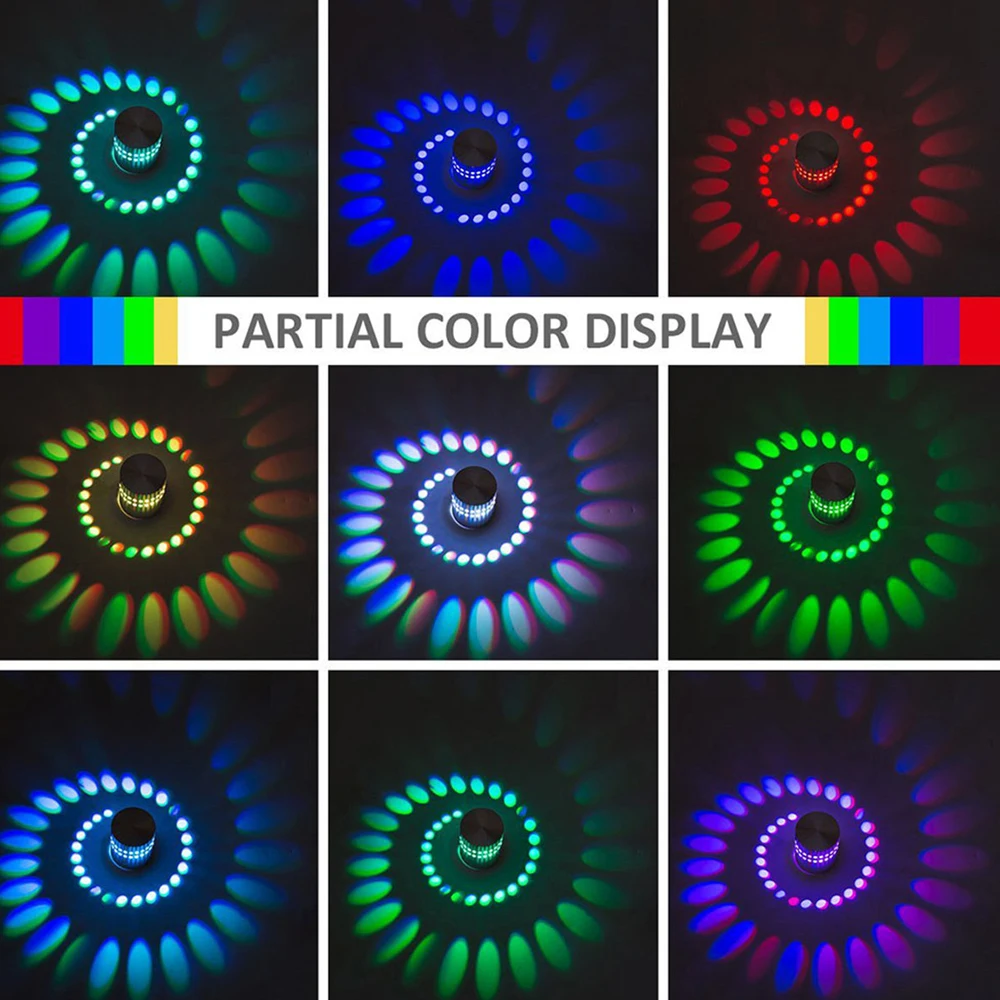 LED Wall Light RGB Spiral Hole Effect Wall Lamp With Remote Controller Colorful Wall light For Bar Lobby KTV Home Decoration Lamp 6