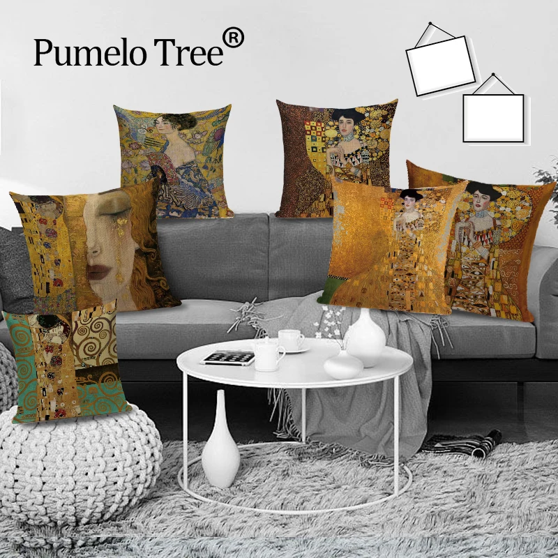 Retro Abstract Throw Pillow Cases Gustav Klimt Empress Cushion Covers