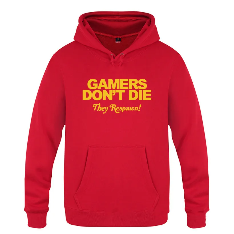 Мужские толстовки с капюшоном Gamers Don't Die They Respawn, мужская толстовка с капюшоном, забавный флисовый мужской свитер с длинным рукавом, пуловер Moleton Masculino - Цвет: red hoodie 7