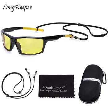 

New Fashion Men Sports Sunglasses Polarized Oculos de sol Square Fishing Driving Sun Glasses With Sport Lanyard UV400 Goggles
