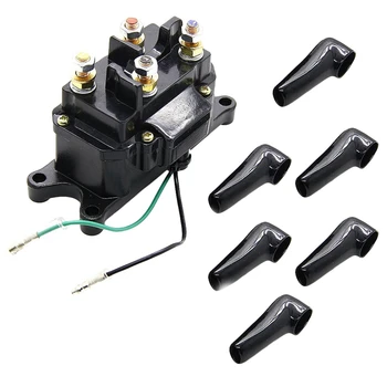 

Winch Solenoid 12V 250A Relay Contactor with 6Pcs Protecting Caps Suitable for ATV UTV 4X4 Vehicles