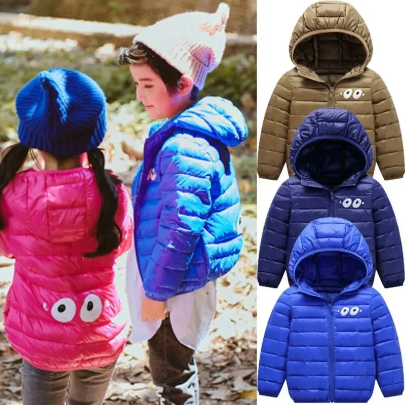Goocheer New Kids Baby Girls Boys Down Coat Hooded Long Sleeve Zipper Warm Down Jacket Winter Warm Coat Outwear