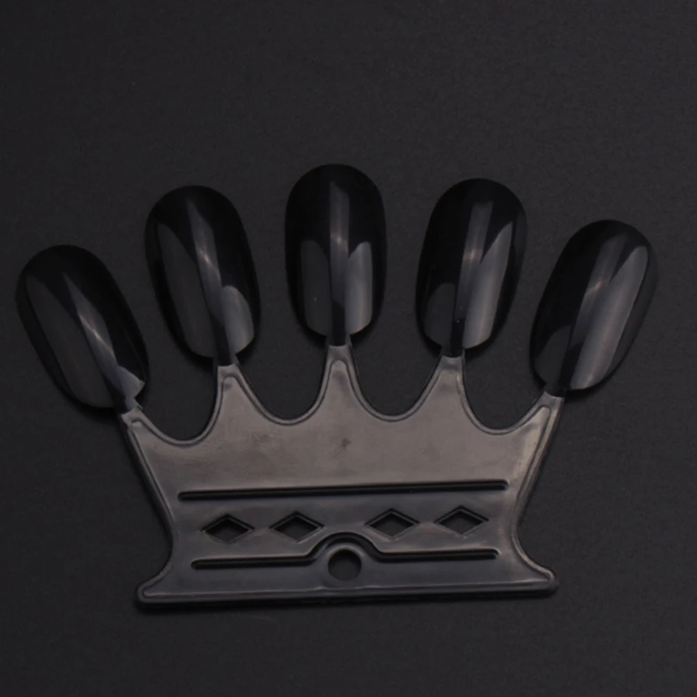 10Pcs Crown Shape Color Card Plate False Nail Tips Practice Stand Organizer Crown Shape Nail Tips Practice Solid Color