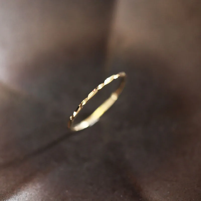 14k кольцо из цельного золота тонкое для укладки изысканная Золотая подвеска