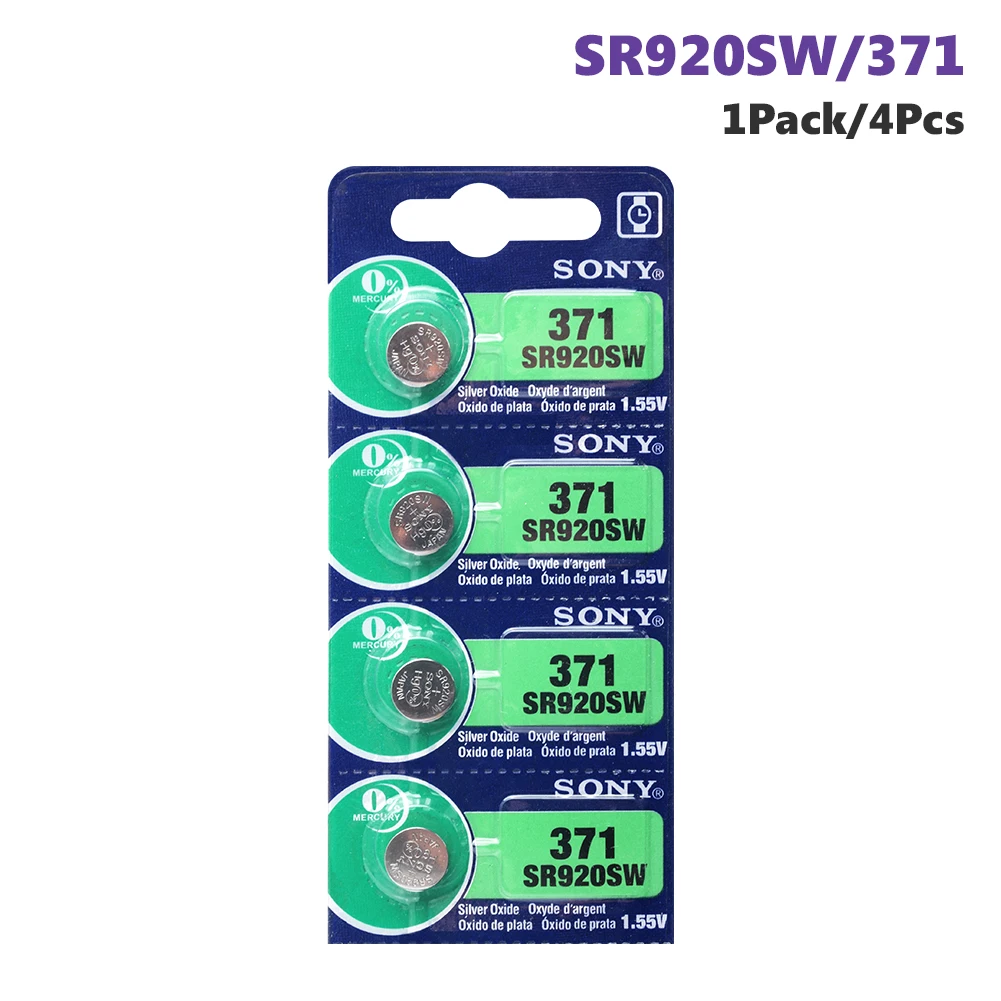 4 предмета в комплекте, для SONY 45 мА/ч, AG6 371 SR920SW LR920 171 370 371 L921 LR69 SR920 SR69 1,55 V кнопочный элемент часы монета круглая батарейка для Батарея