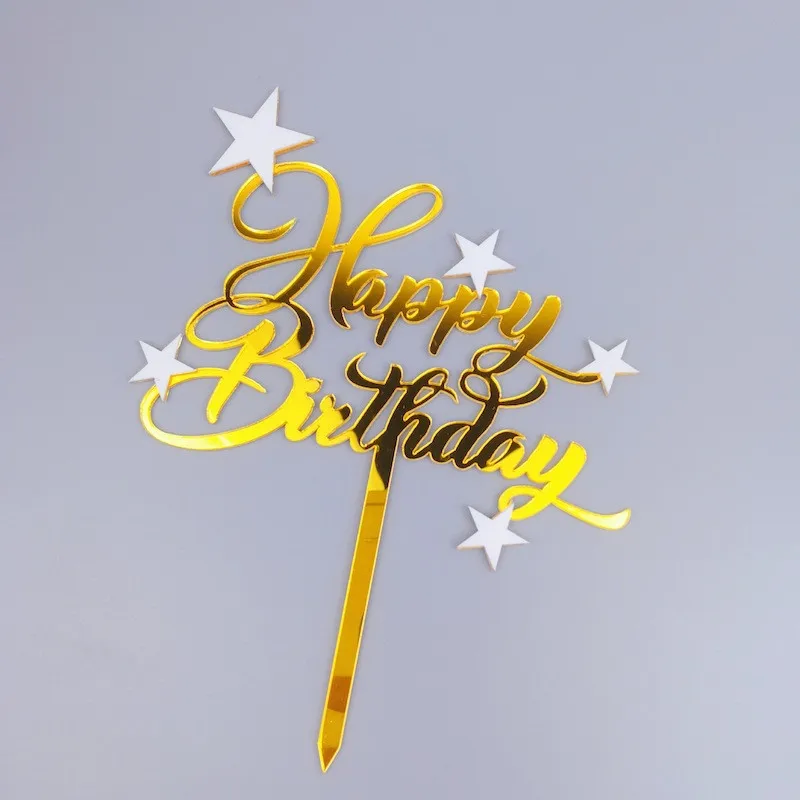 gold Cakelove Блестящий Топпер для торта «С Днем Рождения» Милая звезда кекс топперы торт выбор украшения торта Топпер зубочистка дети день рождения - Цвет: gold