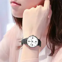 Модные женские часы с магнитной пряжкой, часы с ремешком-сеткой, кварцевые аналоговые круглые наручные часы 2019, повседневные женские часы