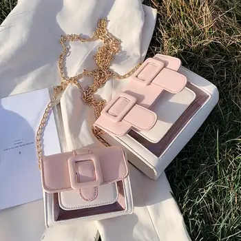 

Contrast color Transparent Jelly bags 2020 Summer New High-quality Leather Women's Designer Handbag Chain Shoulder Messenger Bag