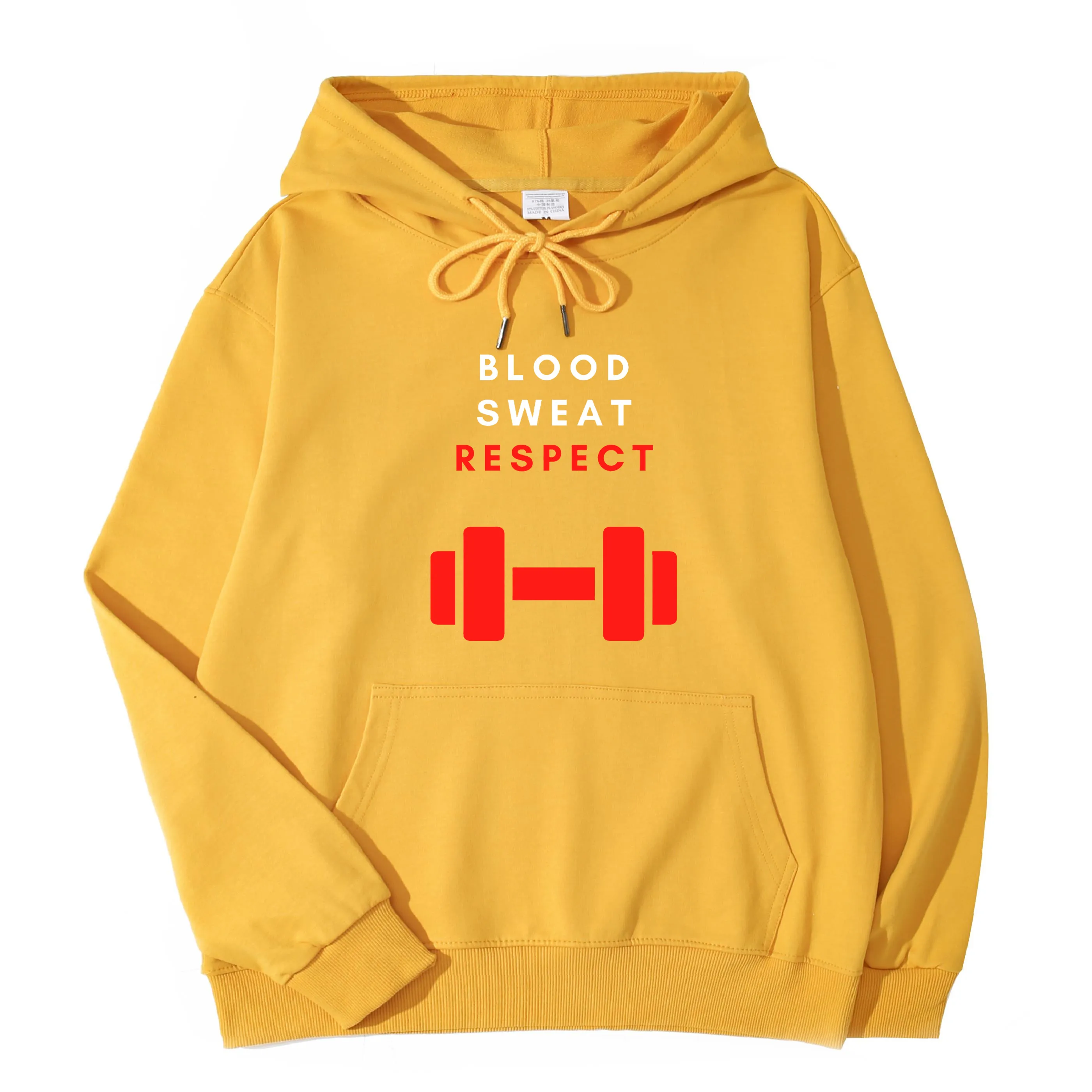 blood sweat respect yellow hoodie