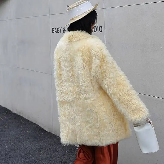 Зимнее женское пальто из искусственного меха, повседневное меховое теплое пальто с длинным рукавом из искусственной овечьей шерсти зимняя куртка с отделкой из меха Женское пальто casaco feminino