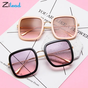 

Zilead Large Hemming Process Square Sun Glasses For Women Fashion 2020 Luxury Silicone Soft Nose Pad Shade Glasses Comfortable