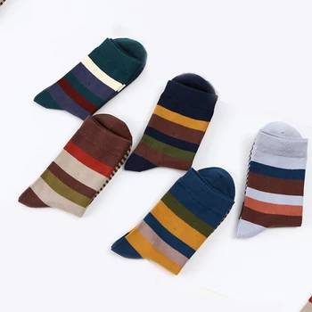 

Strip Comfortable Soft Fashion Colorful 5 Pairs/Lot Square Combed Cotton Men's Socks Free Size Men Size 39-45 Compression Socks
